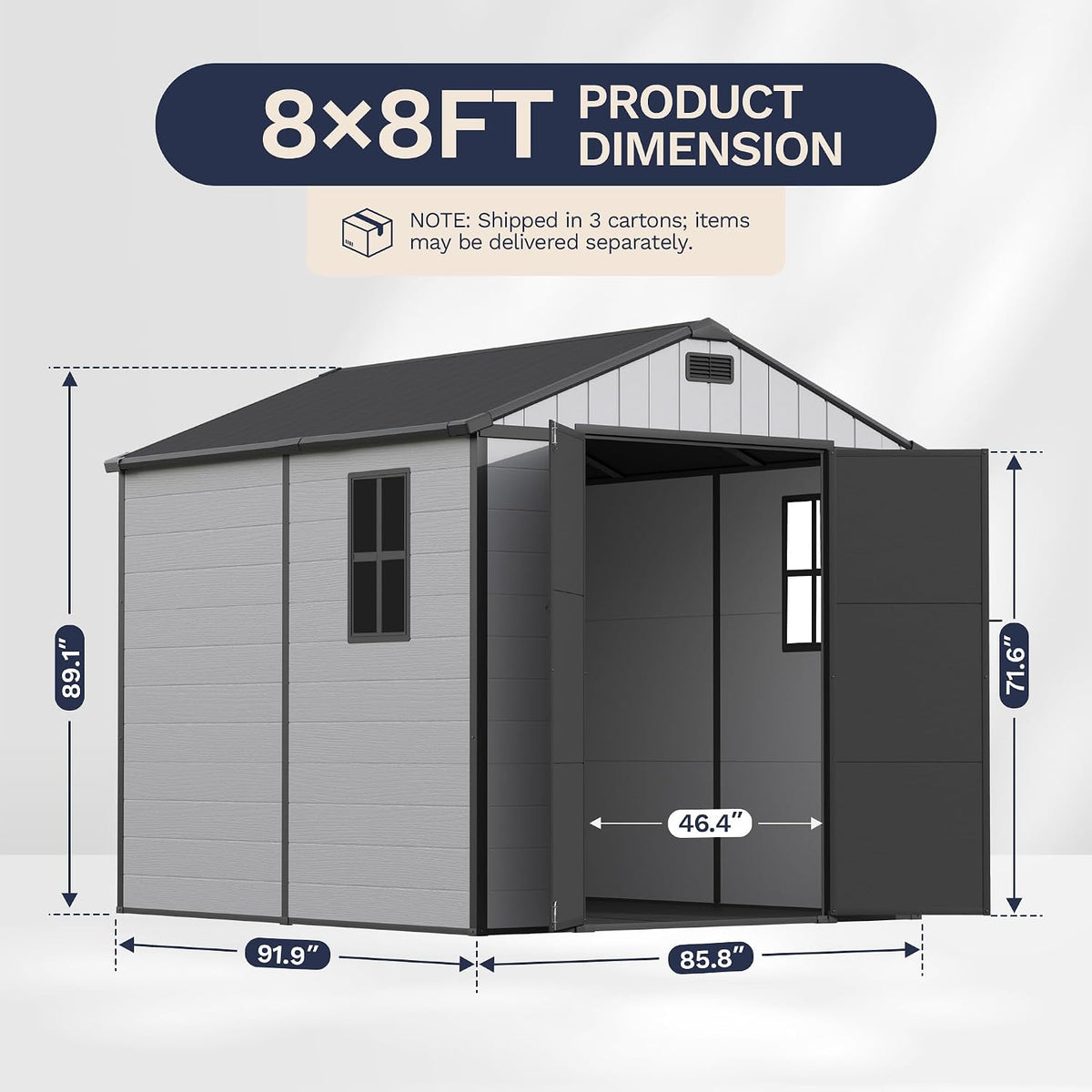 greesum 8x8ft resin outdoor storage shed with floor, close-up detail