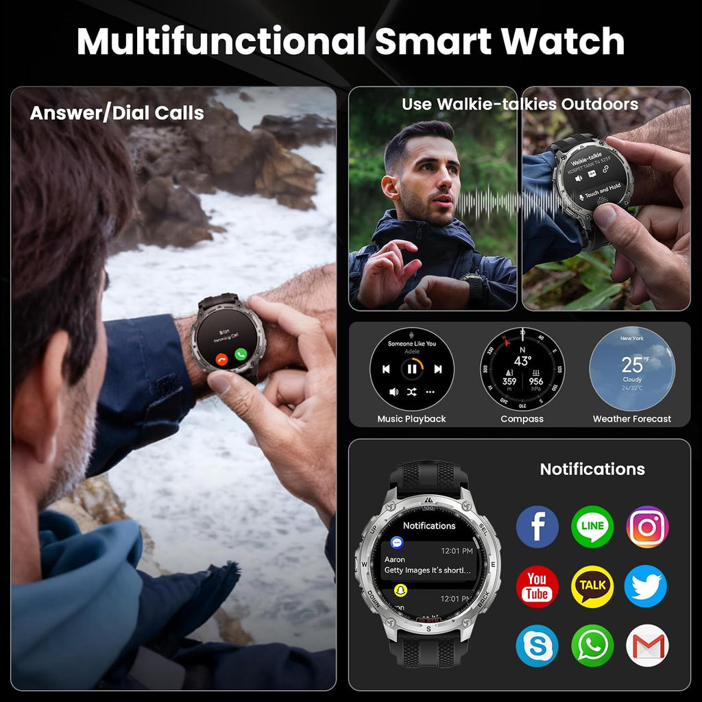 kospet tank t4 rugged smart watch, gps/offline maps, view 9