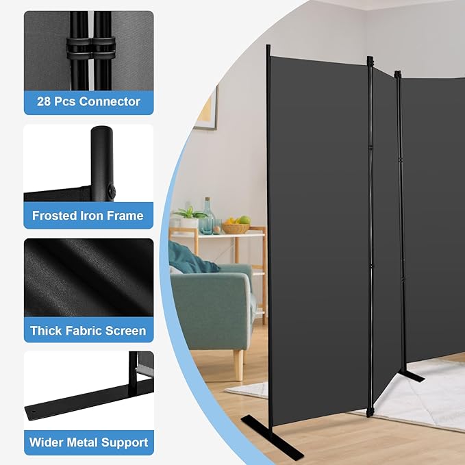 MAYOLIAH 8 Panel Room Divider 6ft Tall Freestanding Privacy Screen 160'' W