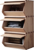 Stackable Solid Wood Storage Chests, Modular Bins with Lids, 19.5"W