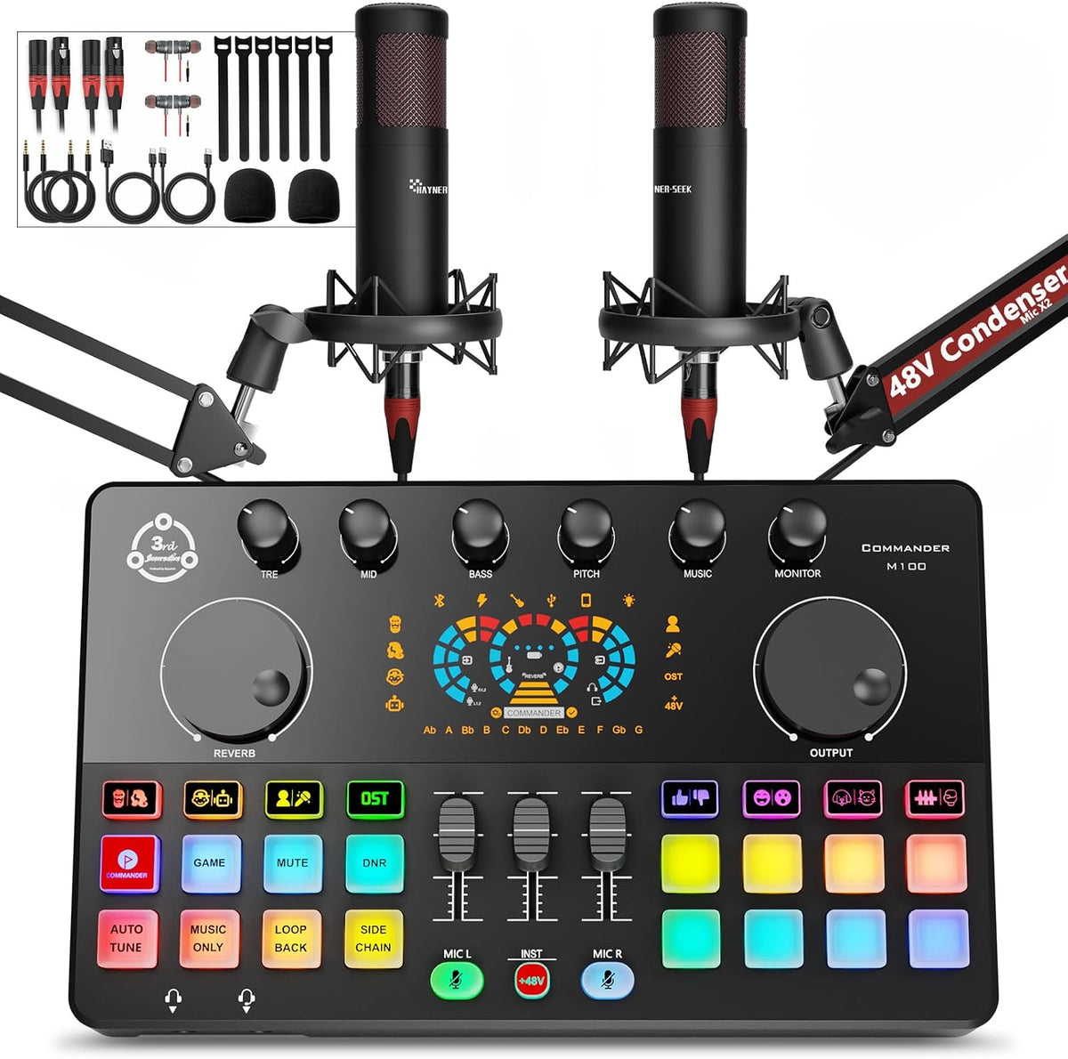 Podcast Equipment Bundle for 2, Audio Interface DJ Mixer