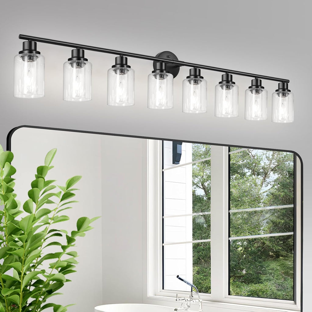 Guliaofo 8-Light Black Vanity Lights, Modern Bathroom Light Fixtures