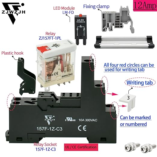 6Pcs 12 Amp Power Relay Switch Electromagnetic