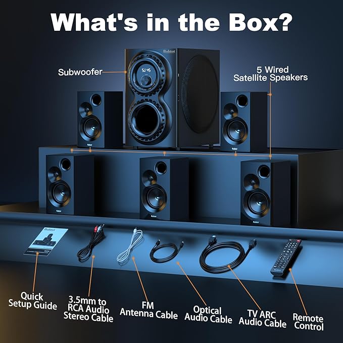 Bobtot Home Theater Sound System 5.1 Surround Sound Systems