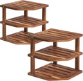 VERTORGAN 3 Tier Acacia Corner Shelf 2 Pack,Dish Drying Rack,Cabinet