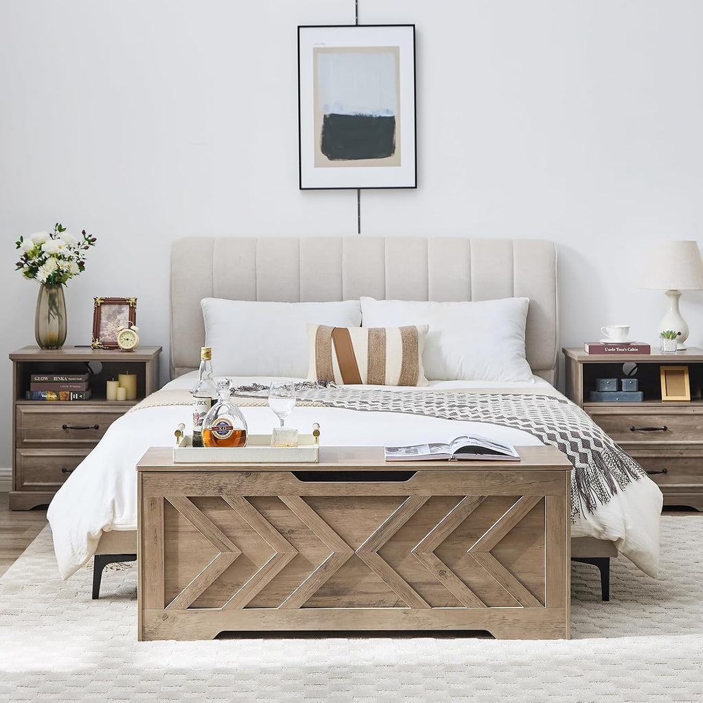 47.2” storage bench,extra large wooden storage chest with, package contents