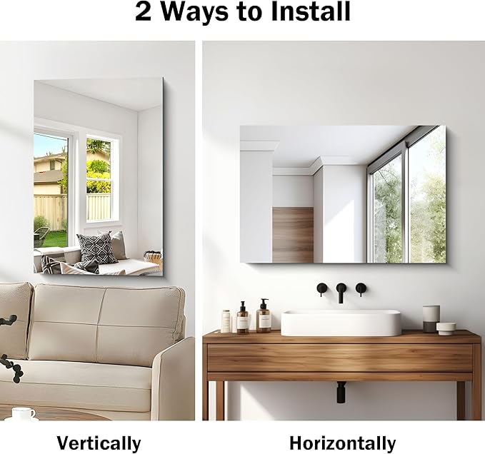 CILIBER Frameless Mirror, 24x36 Inch Bathroom Mirror