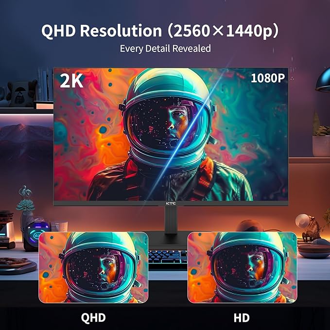 KTC 24 Inch QHD 100Hz Computer Monitor IPS 2K, 1300:1 Contrast, Anti-Blue Light