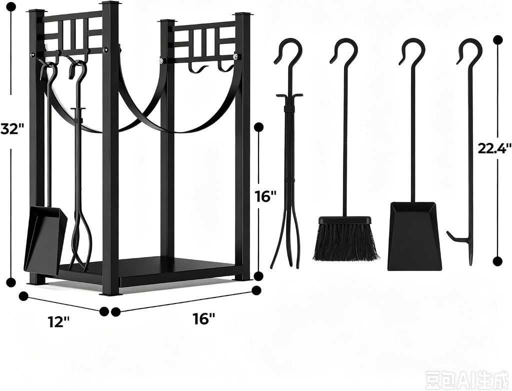 amagabeli garden & home 32in large firewood rack showing dimensions