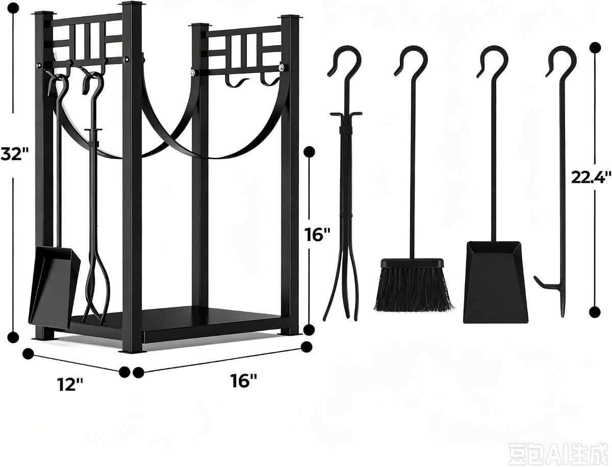 amagabeli garden & home 32in large firewood rack showing dimensions