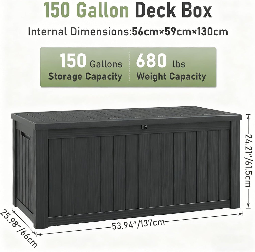 resin outdoor deck storage box waterproof (grey, 150, close-up detail