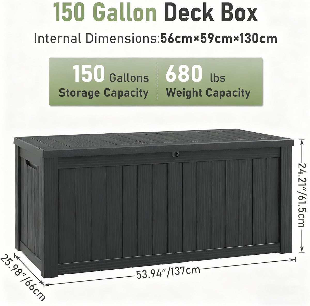 resin outdoor deck storage box waterproof (grey, 150, close-up detail