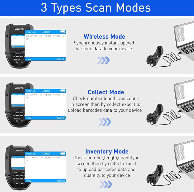 Inventory Scanner Wireless, JRHC 1D Laser Barcode Scanner