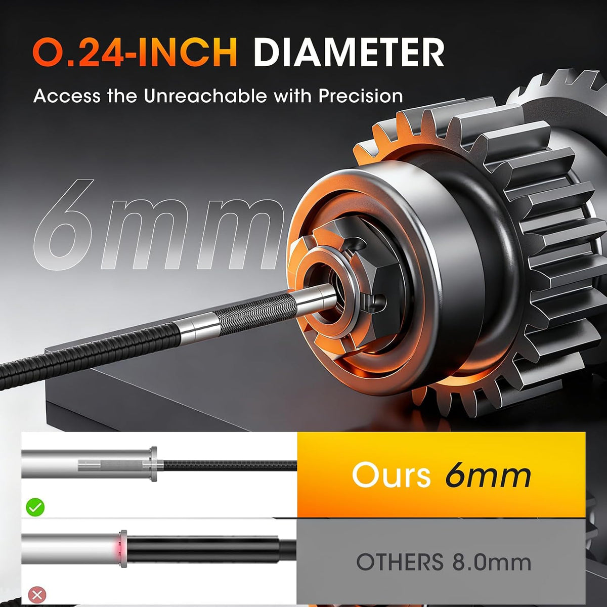 articulating borescope camera with light for automotive &, package contents