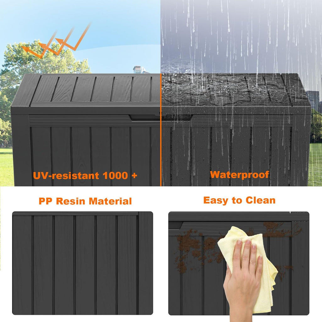 easyup 80 gal resin outdoor storage box waterproof, side view