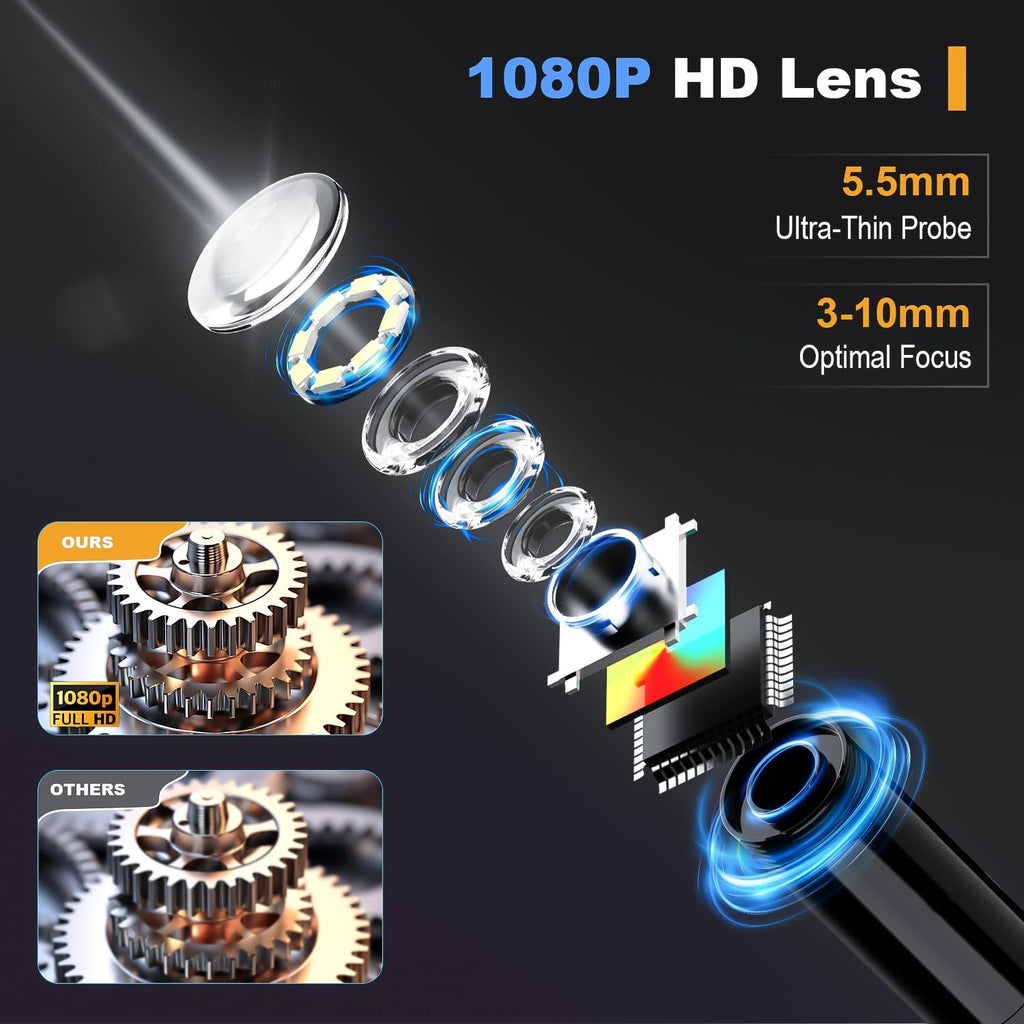 endoscope camera with light: 4.3" 1080p hd inspection shown in use