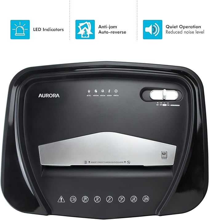 Aurora High-Security 12-Sheet Micro-Cut Paper/CD and Credit Card Shredder