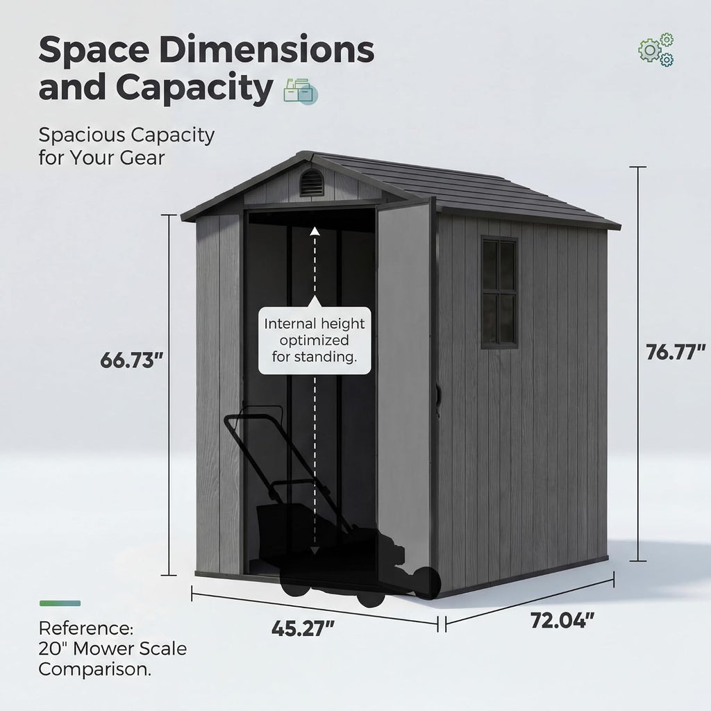 devoko 4×6 ft resin storage sheds with floor shown in use