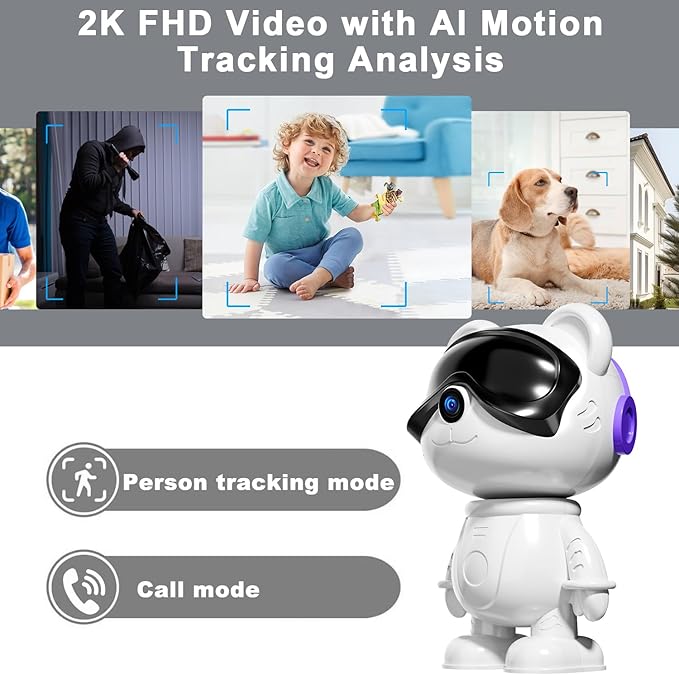 Dzcctvipc-Cute Bear-2K Wireless-Smart Robot-Home Security