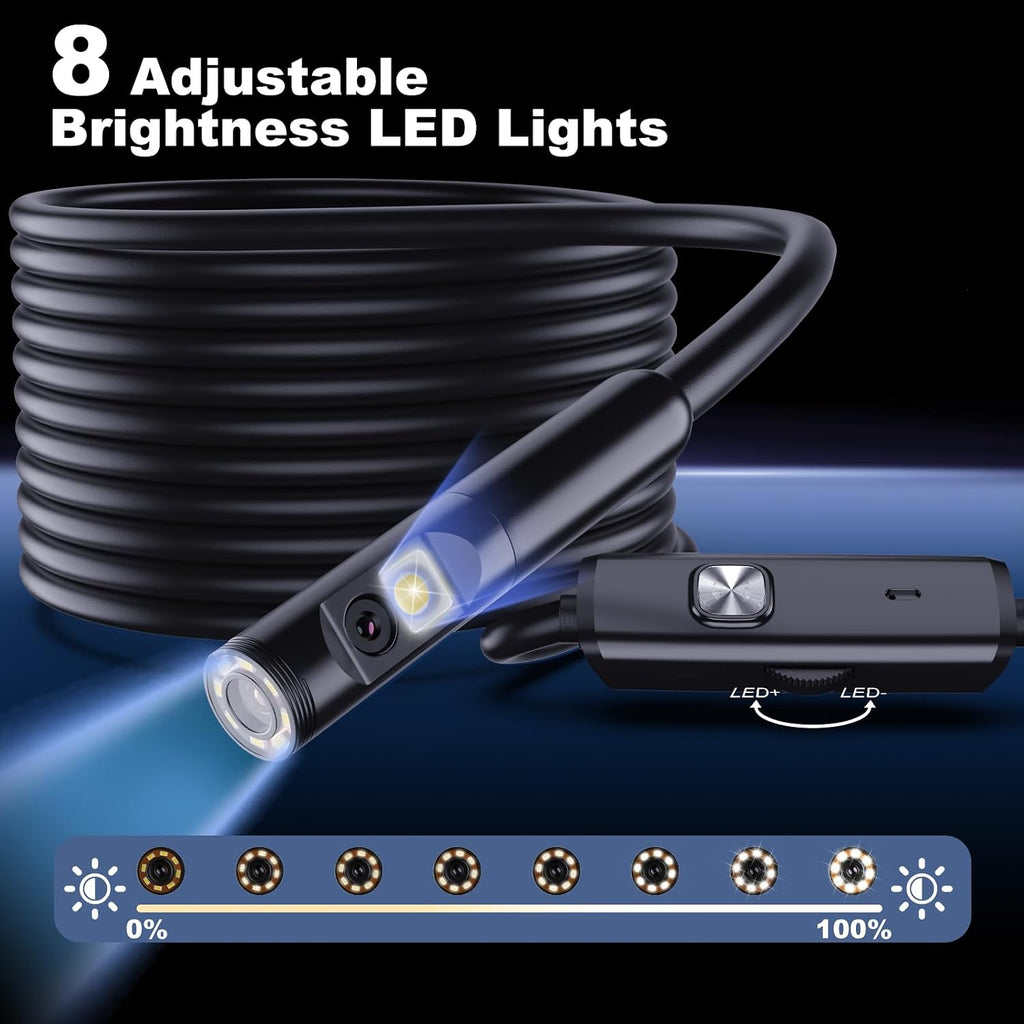 dual-lens endoscope camera with light,1920p hd borescope inspection, side view
