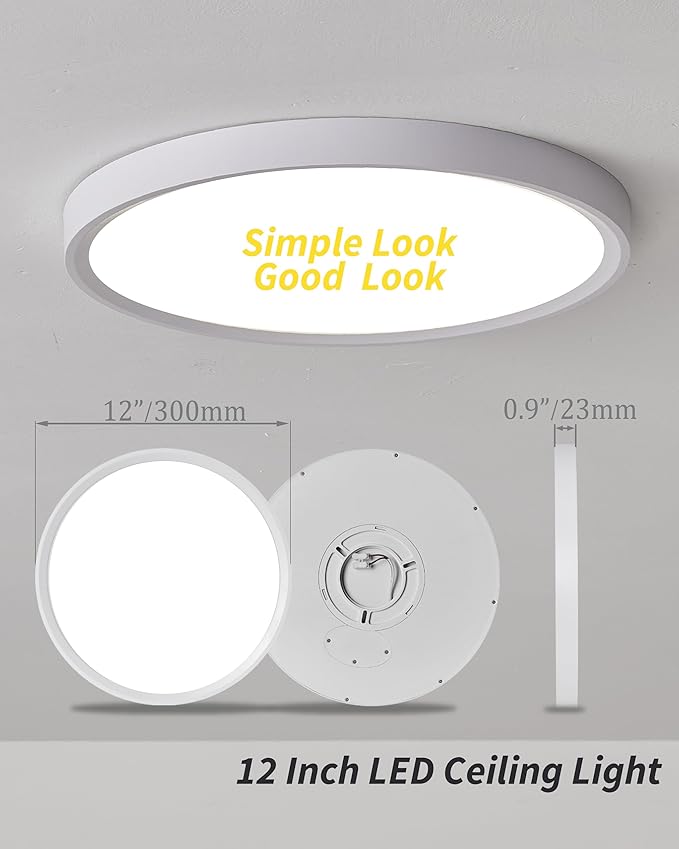 4Pack 12 Inch Remote Control Dimmable LED Flush Mount Ceiling Light Panel