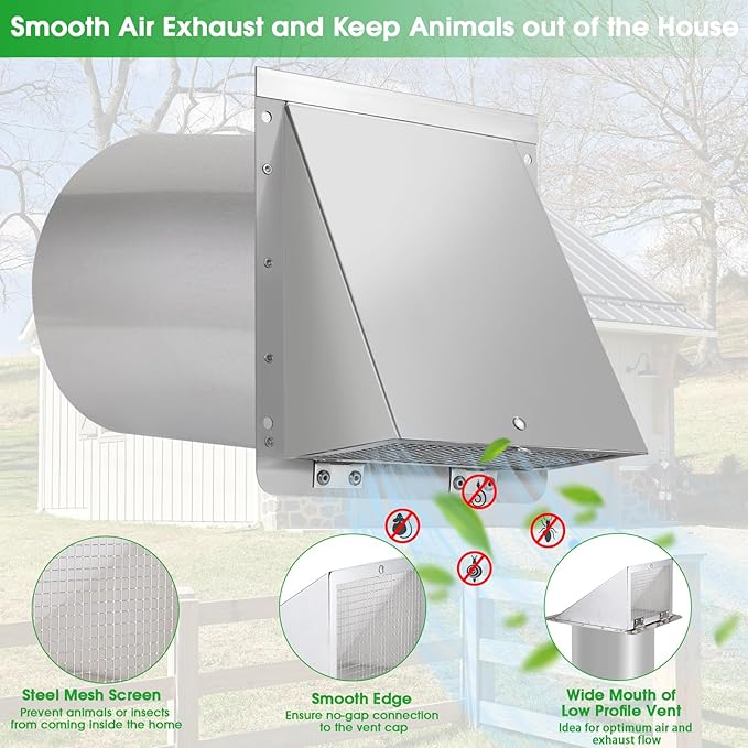 Dryer Vent Cover Outdoor 4 Inch, Dryer Vent Cover Outside, Exterior Hooded Wall
