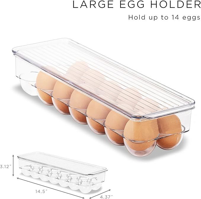 Sorbus Fridge Bins and Freezer Bins Refrigerator Organizer Stackable Food (6 Piece)