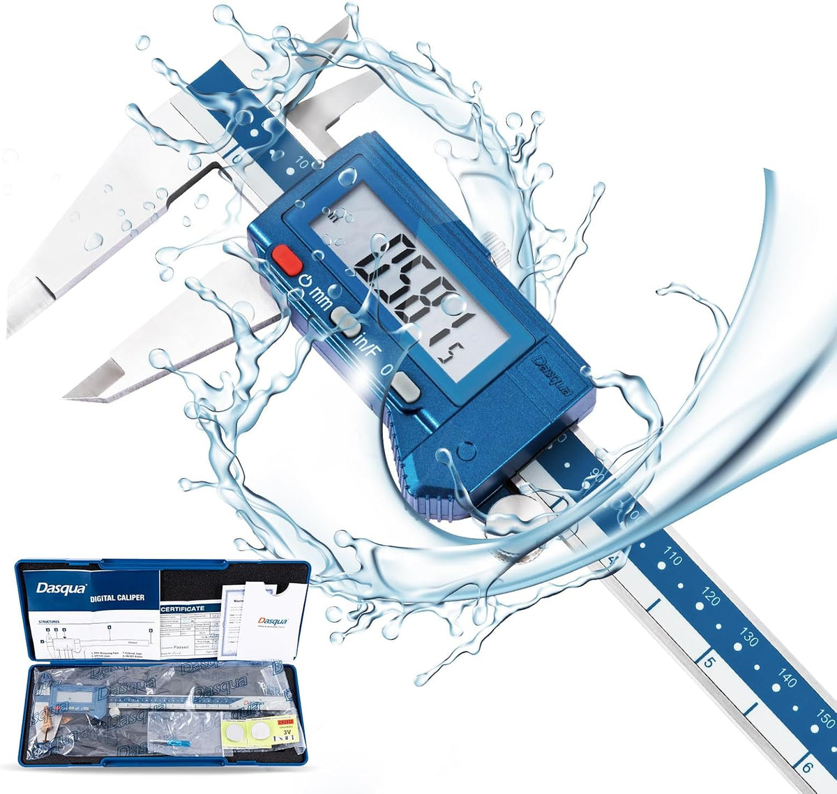 Dasqua Digital Caliper 8", IP54 Stainless Steel Water Resistant Caliper