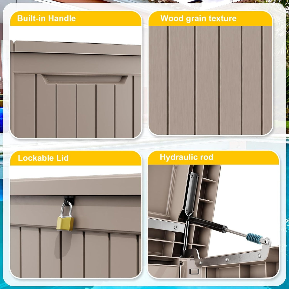 rojik outdoor storage housing deck box - waterproof, side view