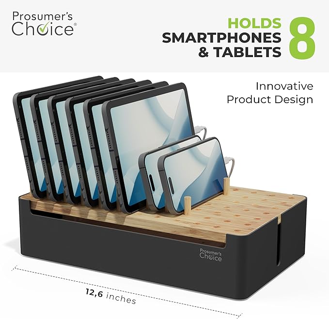 Prosumer's Choice Black Wooden Charging Station Organizer