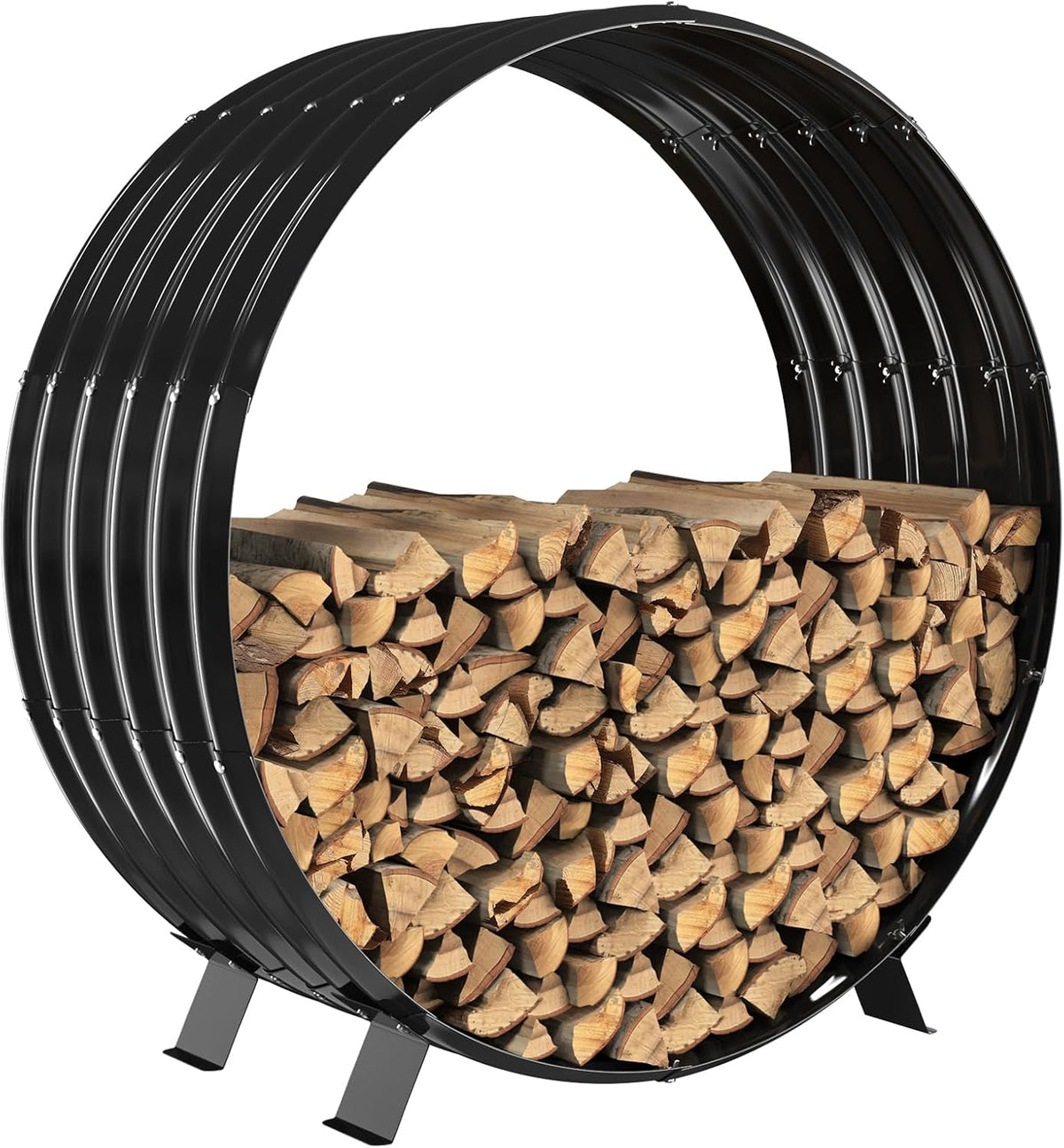 40" Round Metal Firewood Rack Circle with 4X Metal Support Outdoor / Indoor