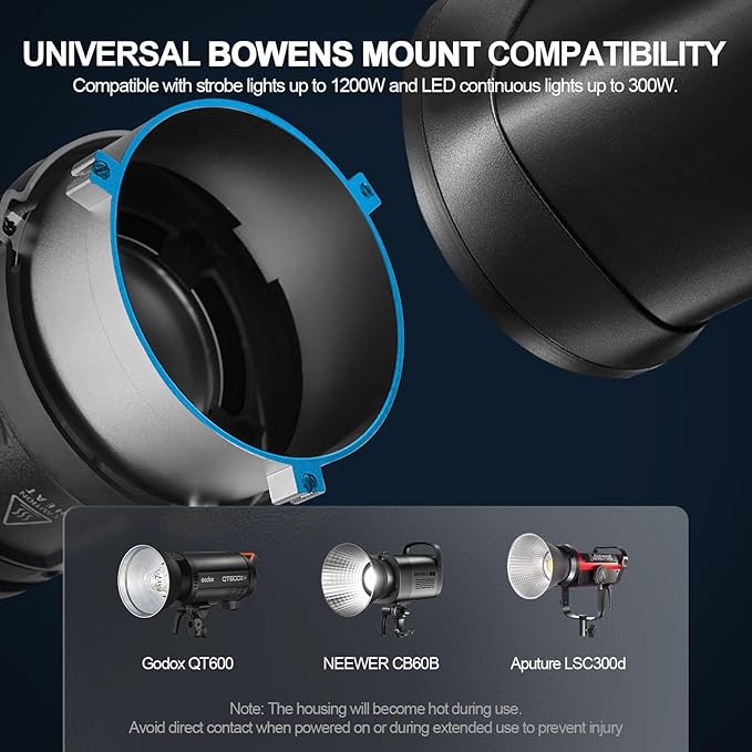 Alluneitter S-80 Bowens Mount Optical Conical Snoot Spotlight Kit. Adjustable