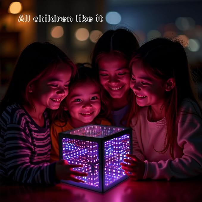 Heepulor Infinity Hyper Cube LED Table Lamp, Color-Changing Music-Sync