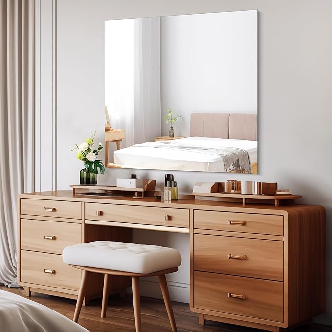 CILIBER Frameless Wall Mirror, 36x36 inch Square Bathroom Mirrors