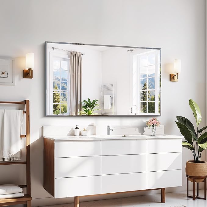 CILIBER Beveled Bathroom Mirror, 30x48 Large Frameless Mirrors