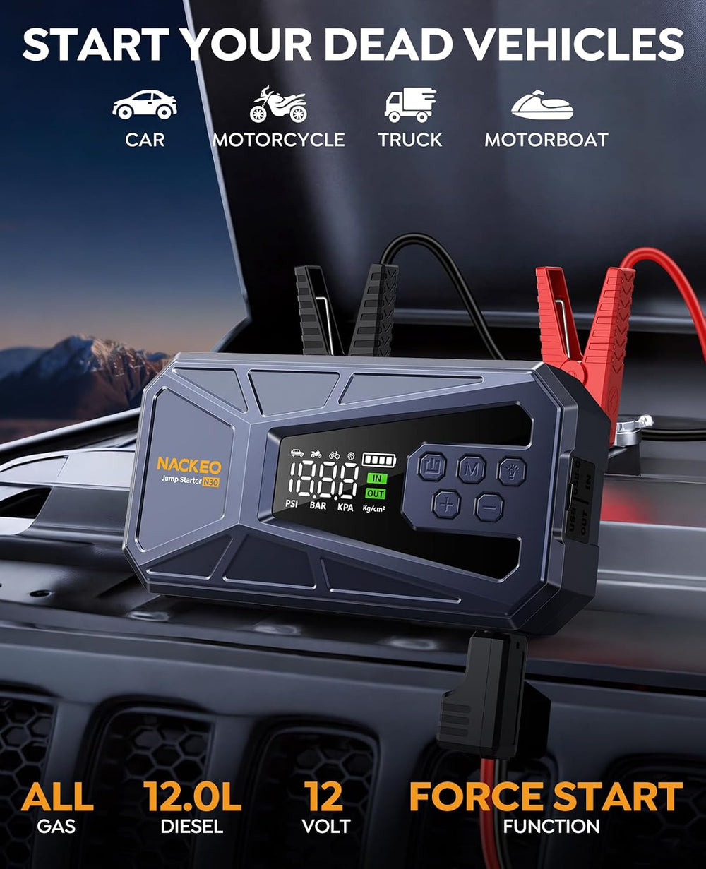 Car Battery Jump Starter with Air Compressor 8000A 160PSI, Car Jumper Starter...