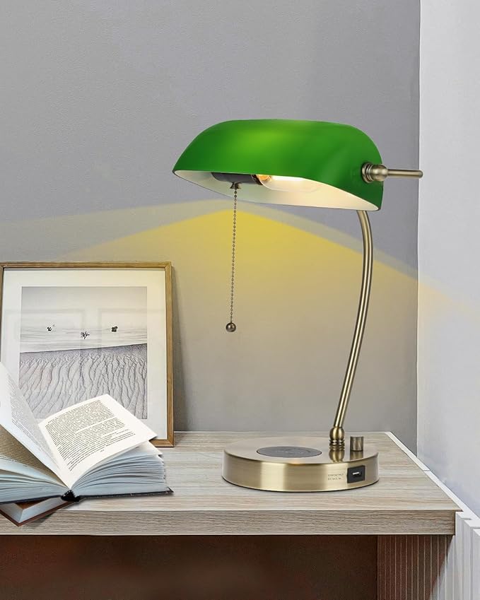 Newrays Green Glass Bankers Desk Lamp