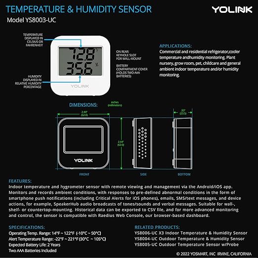 YoLink SpeakerHub & Two Temp/Humidity Sensors Starter Kit – Audio Hub Plays (2-Pack)