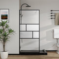 Goodyo 34” X 72” Shower Door Tempered Glass Framed Shower Screen Panel (3-Pieces)