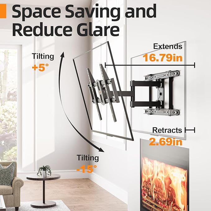 IWORKBORAD 42-86 '' Full Motion TV Wall Mount 24 Inch Studs, Heavy Duty TV