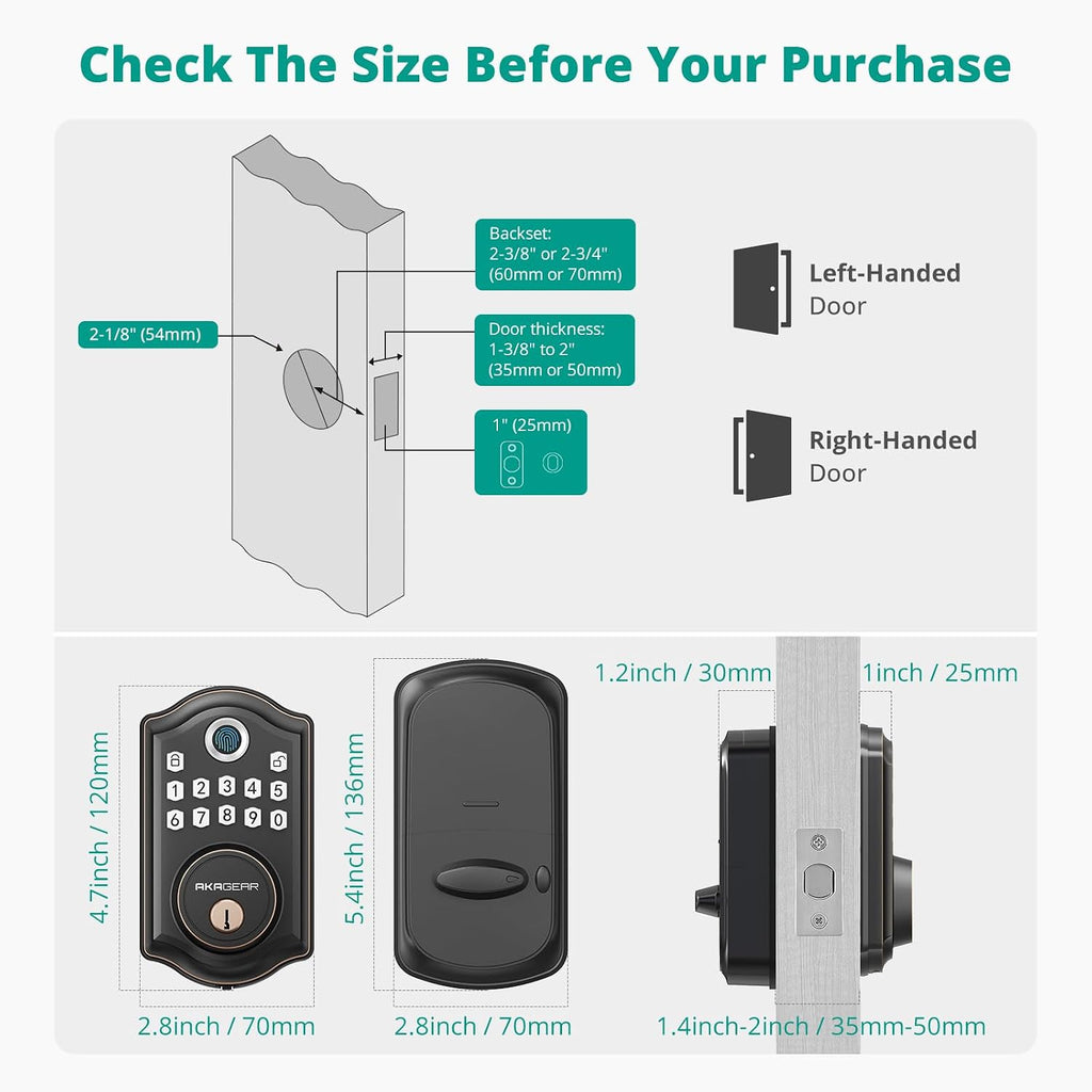 akagear ds10 keyless entry door lock with fingerprint, package contents