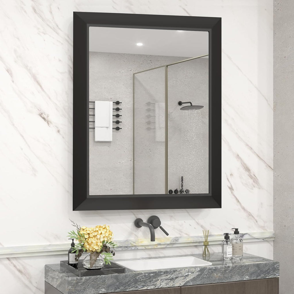SMIROR Matte Black Bathroom Mirror