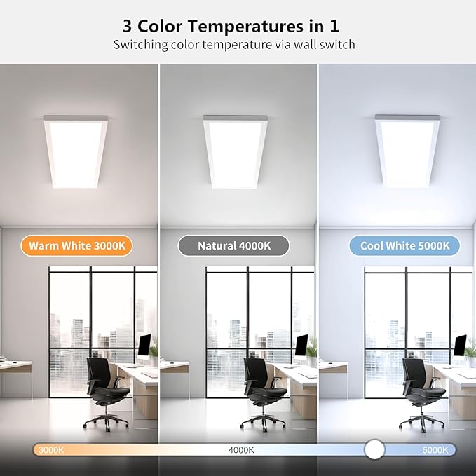 AIKVSXER 4 Pack 1x4 LED Flat Panel Light, 50W 5500LM Surface Mount Ceiling