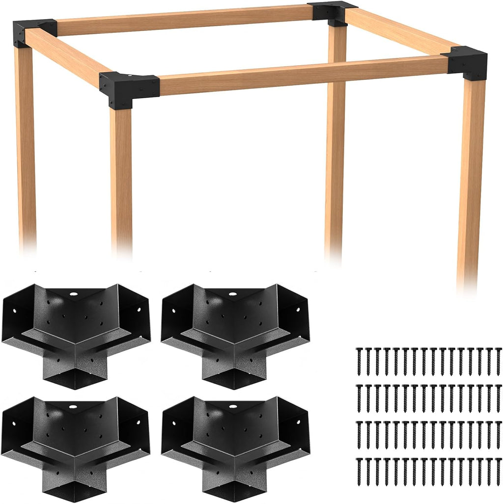 Pergola Brackets Kit for 4x4 Wood Beams, 3.58'' x 3.58'', 4 Pack