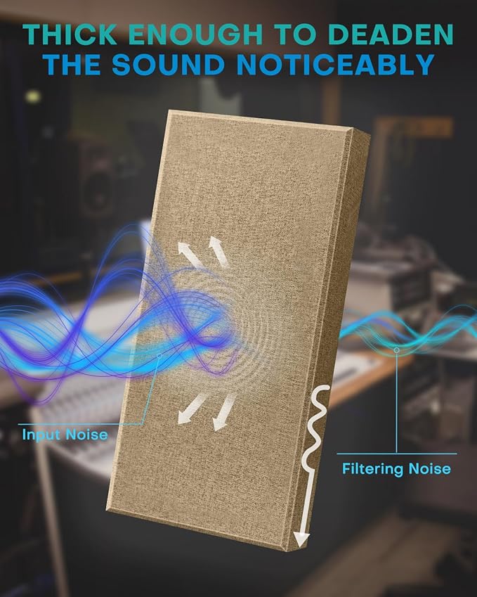 4Pack Fiberglass Acoustic Panels, Self Adhesive Sound Proof Foam Panels