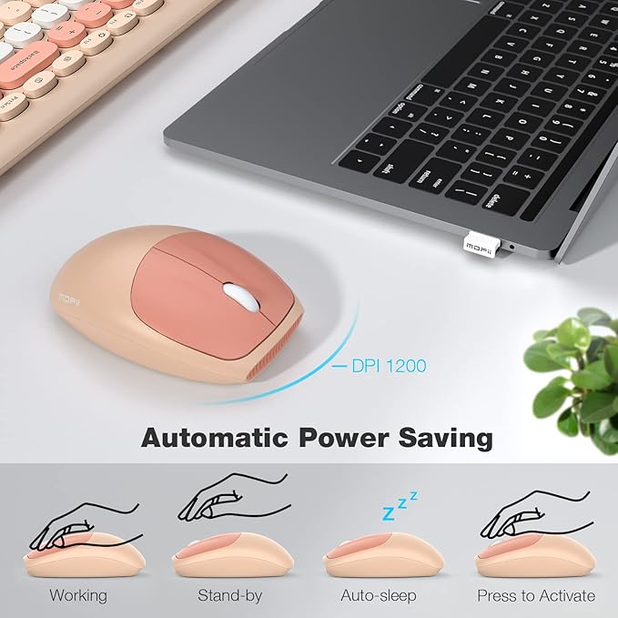 MOFII Wireless Keyboard Mouse Combo, Colorful Compact Full Size Wireless