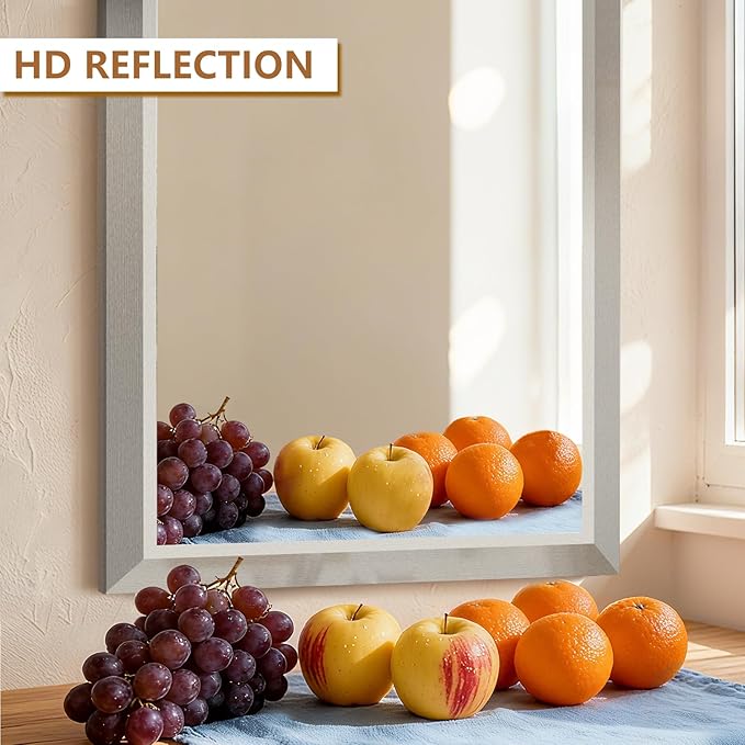 SMIROR Brushed Silver Bathroom Mirror