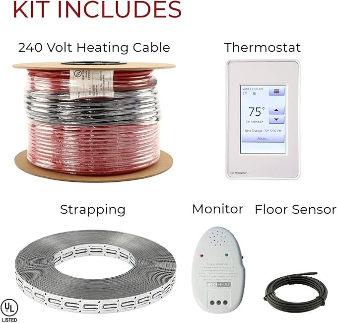 LuxHeat 40sqft Floor Heating Cable Kit - 240v Electric Heating Floor System -