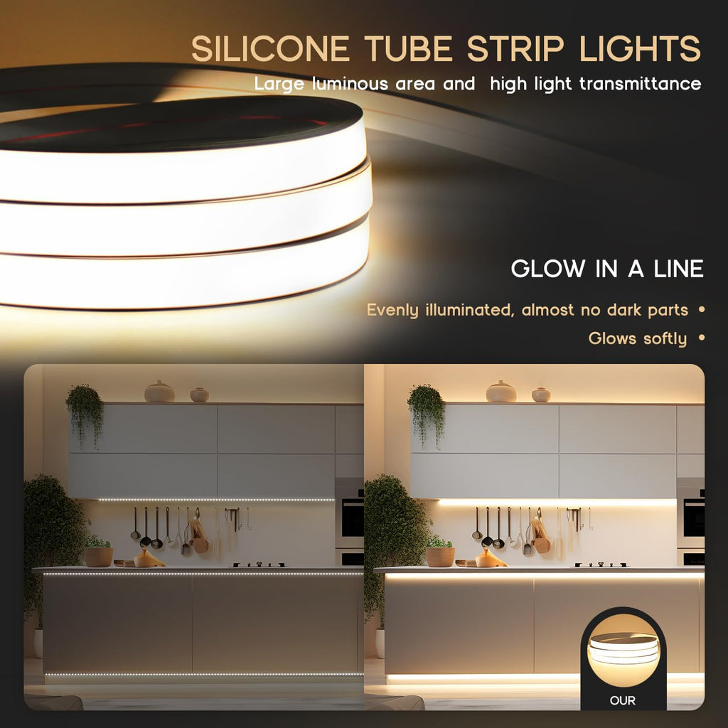 VOEWT LED Strip Lights Neutral White 4000K, 32.8ft 110-120V Neon Rope Lights