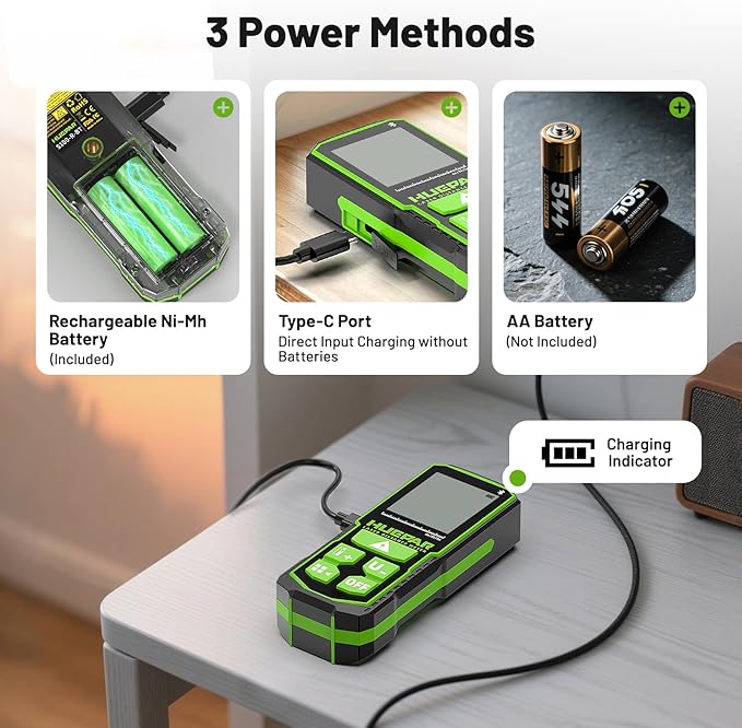 Laser Distance Measure 330Ft. Huepar Digital Rechargeable Laser Measuring Tool